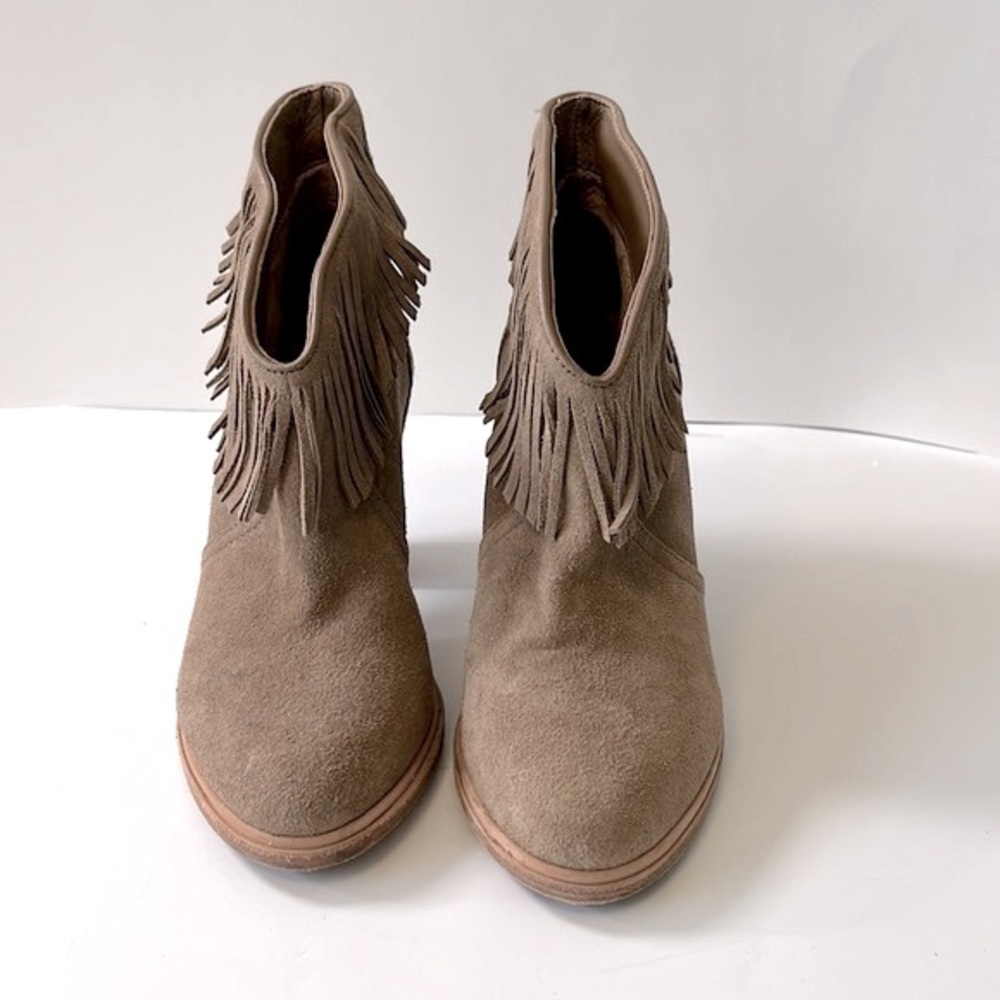 Joie 'Loren' Fringe Suede Booties, Tan, size 37